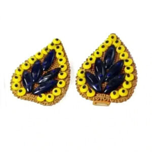 Vintage Bakelite Cabochon Clips Belt Buckle 1920 Hand Sewn Beads Repurpose